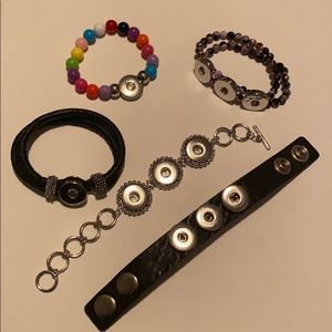 Various snap bracelets include any snaps